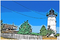 East Chop Light Tower on Marthas Vineyard - Digital Painting